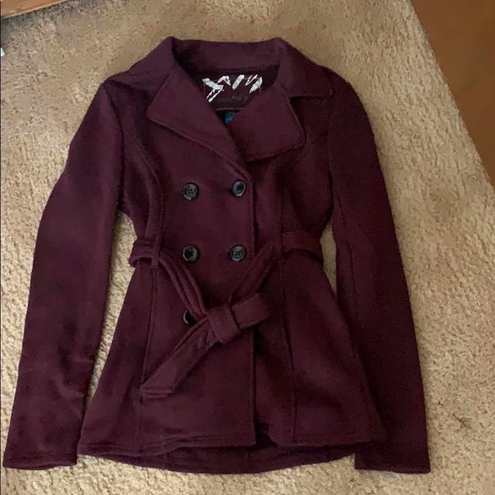 Sebby Maroon Dress Coat/ pea coat